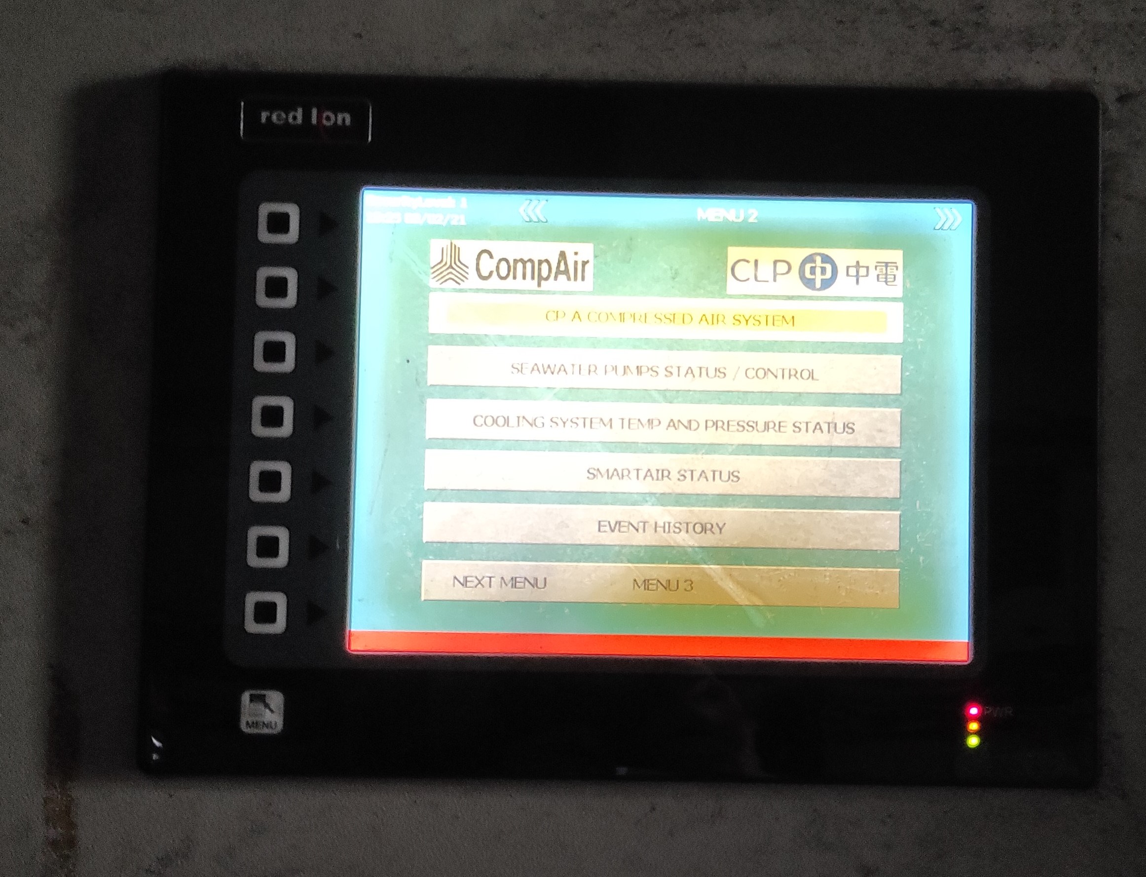 CPA Compressor House Compressed Air Red Lion HMI Touch Panel (Front View) Before Works